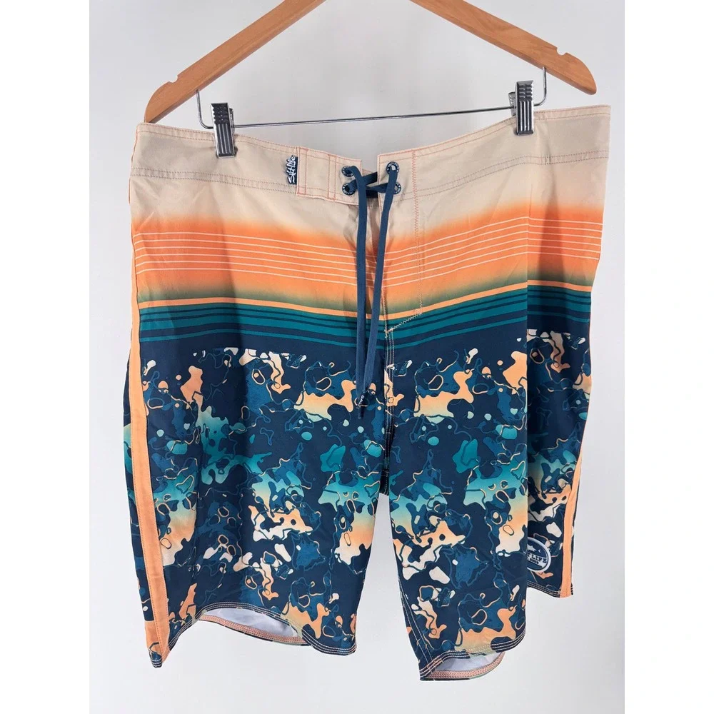 Salt Life Vapor Stretch Board Shorts Mens‎ 38 Orange Blue SLX QD Camo Swim